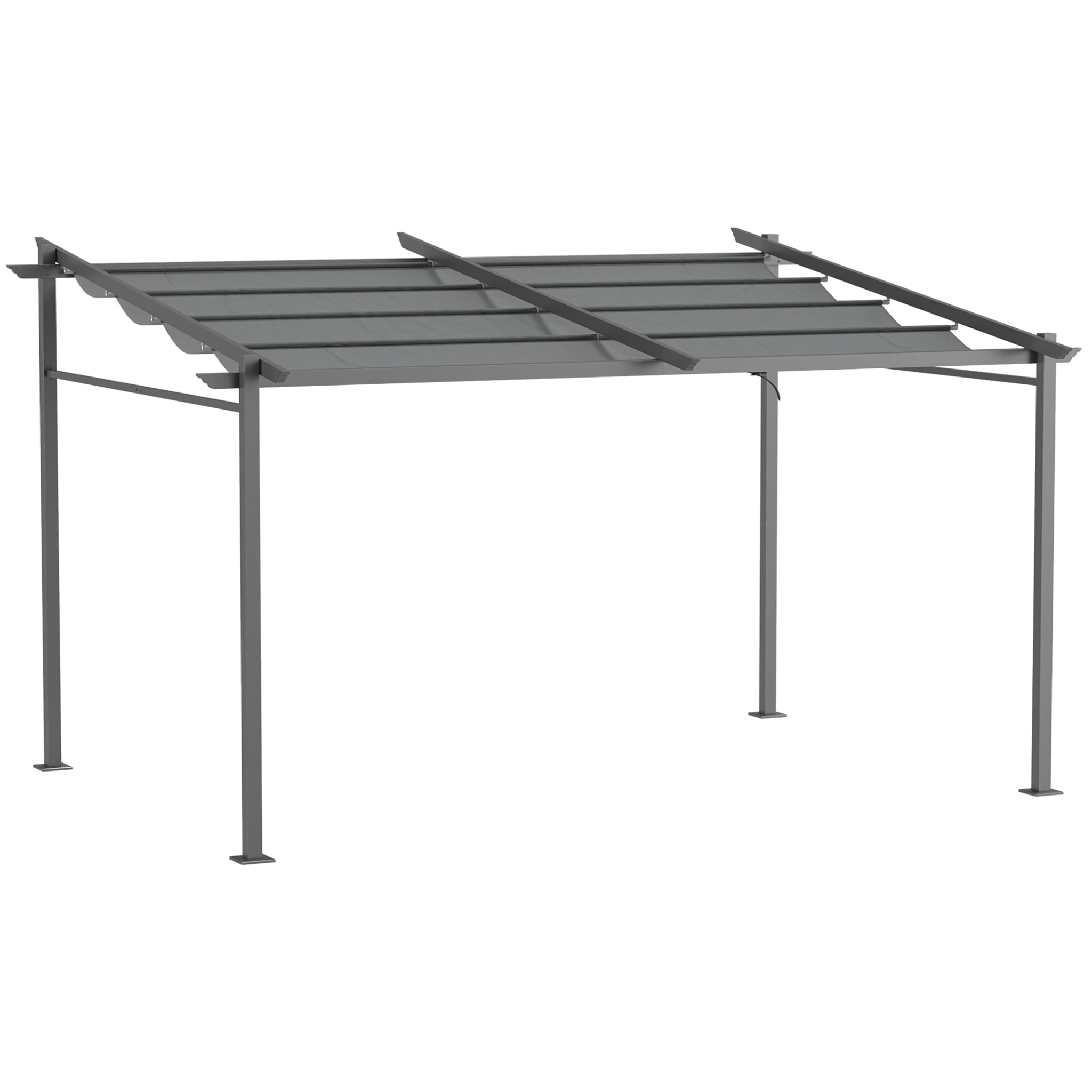 Pergola rétractable 3,97L x 2,95l x 2,3H m structure alu. acier époxy polyester gris