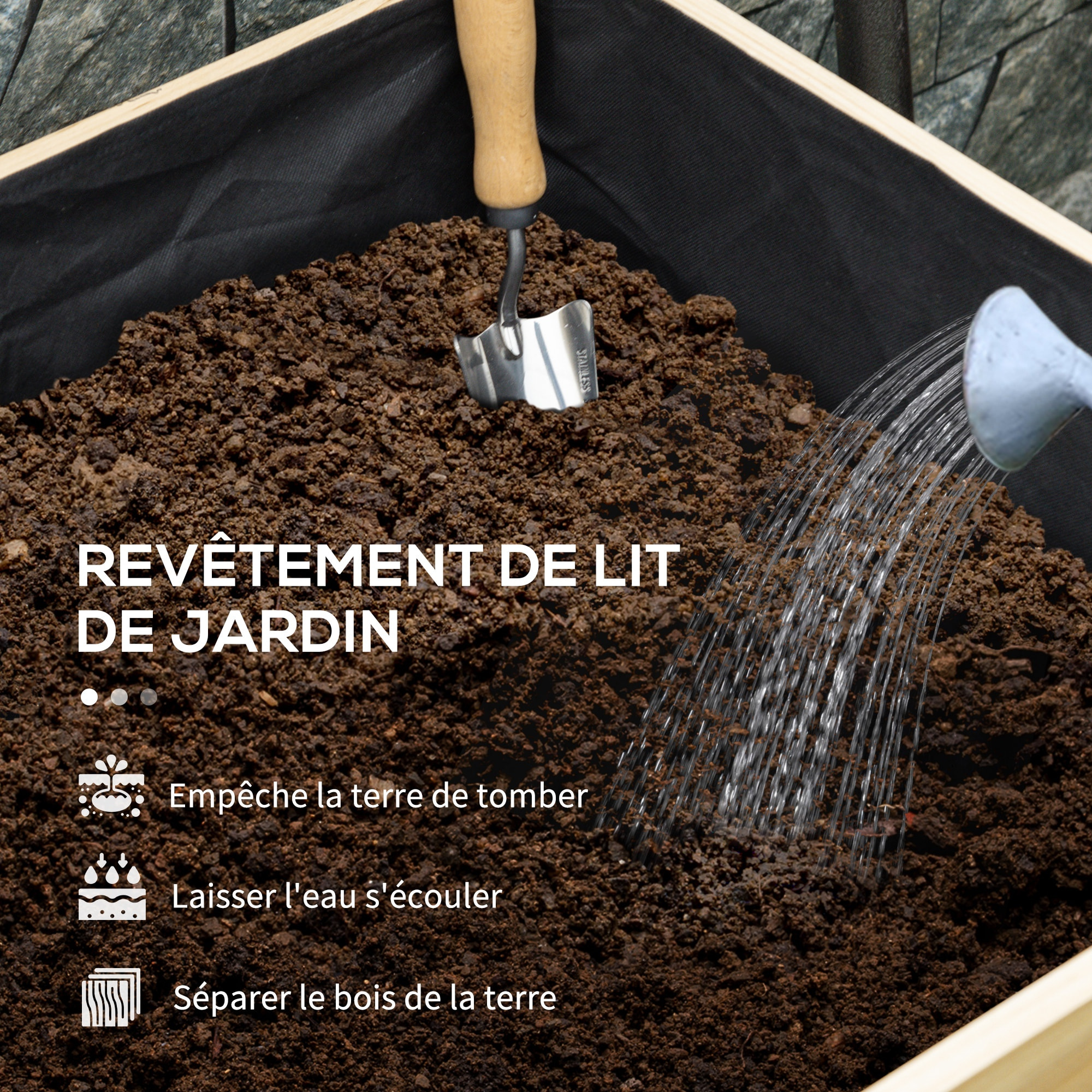 Jardinière sur pied potager grande taille inserts d'irrigation + feutre de drainage inclus bois sapin pré-huilé