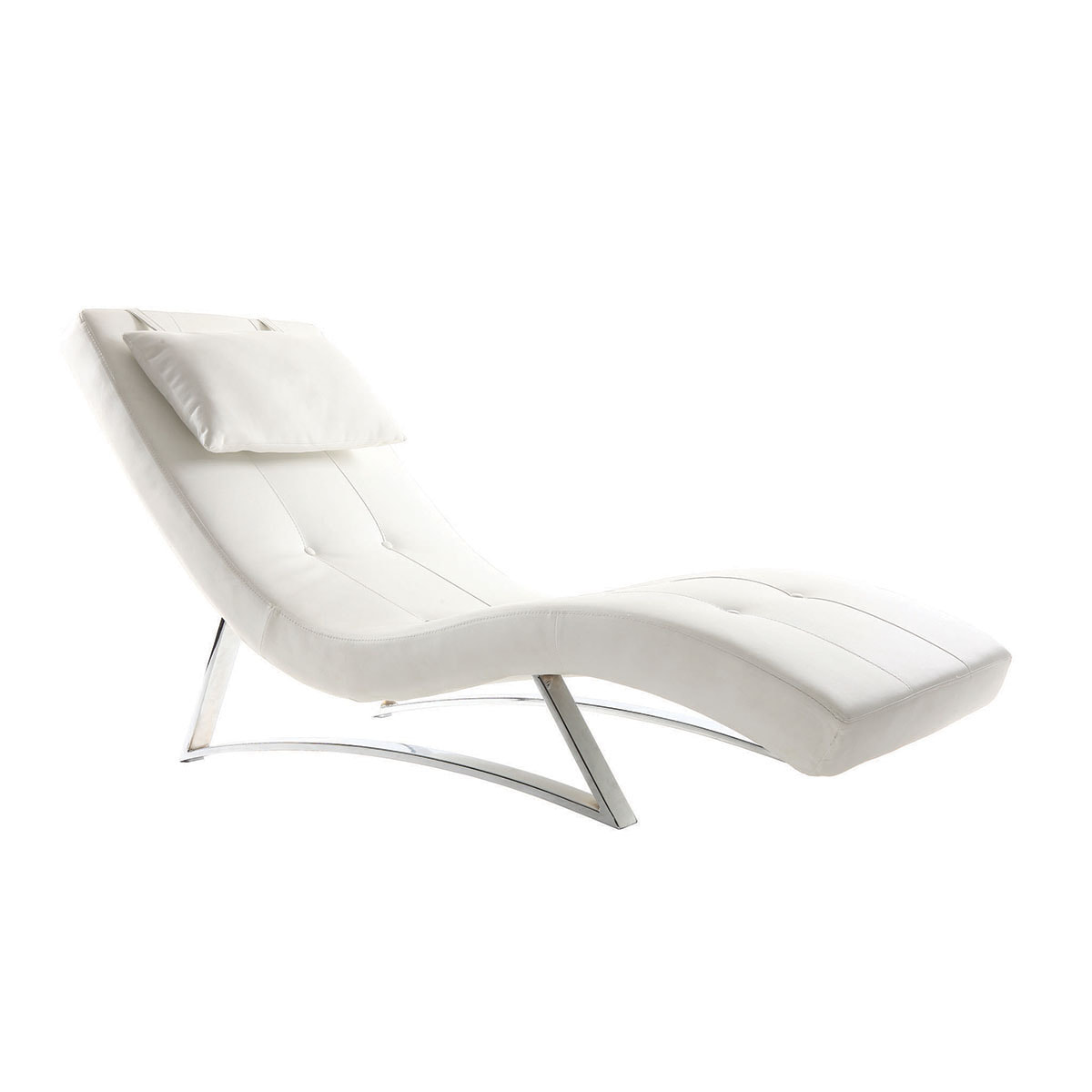 Chaise longue design blanc et acier chromé BARTY