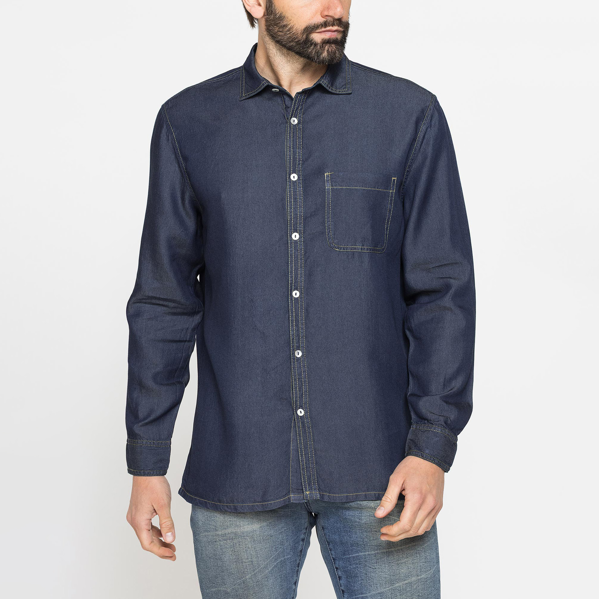 CAMICIA MANICA LUNGA IN LYOCELL EFFETTO DENIM