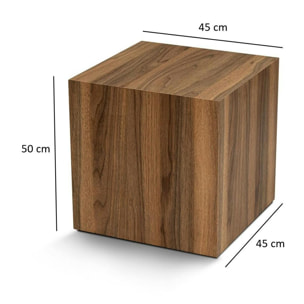 Bout de canapé cube effet bois de noyer - style design MARFA
