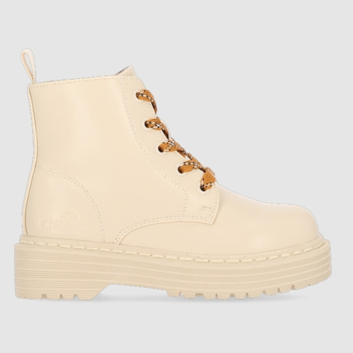 Botines de Piel Sintética - Beig - Tacón: 3 cm
