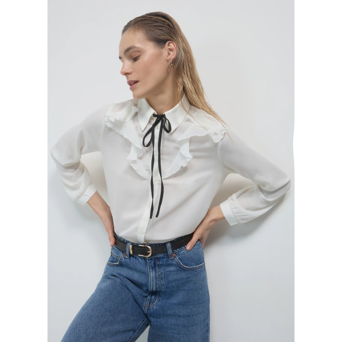 Camicia con frill plissettato