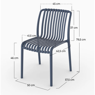 Lot de 2 chaises de jardin empilables en plastique bleu marine - Duli