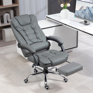 Fauteuil de bureau fauteuil manager grand confort réglable dossier inclinable repose-pied revêtement synthétique gris