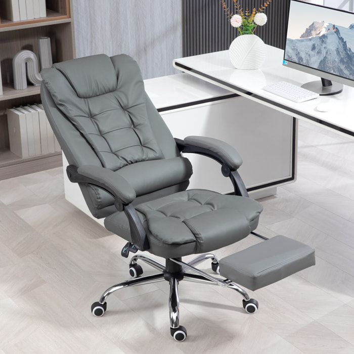 Fauteuil de bureau fauteuil manager grand confort réglable dossier inclinable repose-pied revêtement synthétique gris