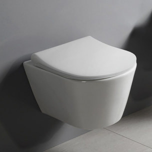 Pack WC Bati support Geberit + WC sans bride Lucco Avva + Abattant softclose + Plaque blanche + Set habillage (AvvaGeb3-sabo)