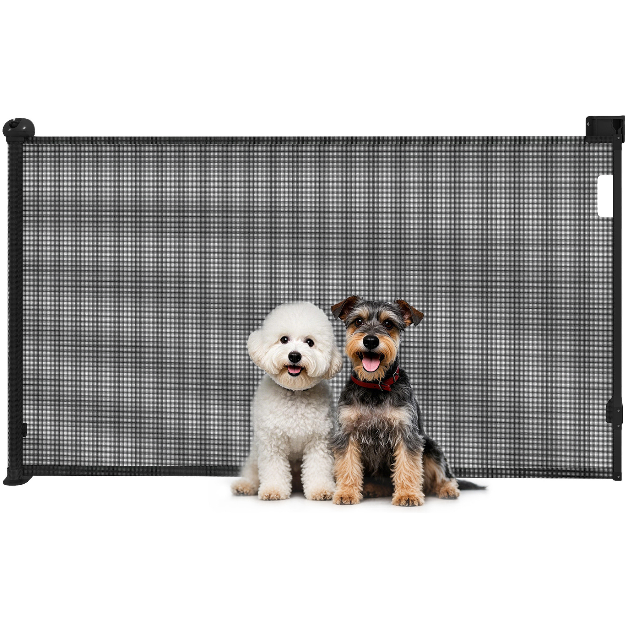 Barrera para Perros Retráctil 0-144 cm Puerta para Perros Pequeños Extensible Barrera de Seguridad para Mascotas con Interruptor de Cierre para Escaleras Puertas Pasillos