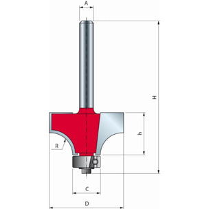 Mèche pour arrondi convexe FREUD - Ø38,1 H19,05/60,7 Q8 Z2 - F03FR01784 -34-11608P