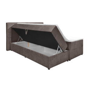 Lit boxspring complet en velours gris ou taupe 180x200 - GENEVE