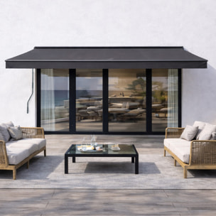 TULLY Store banne manuel 3,95 x 3 m en aluminium avec toile gris