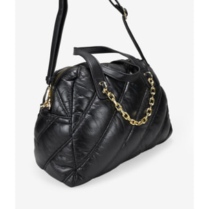 Bolso bowling negro con cosido acolchado