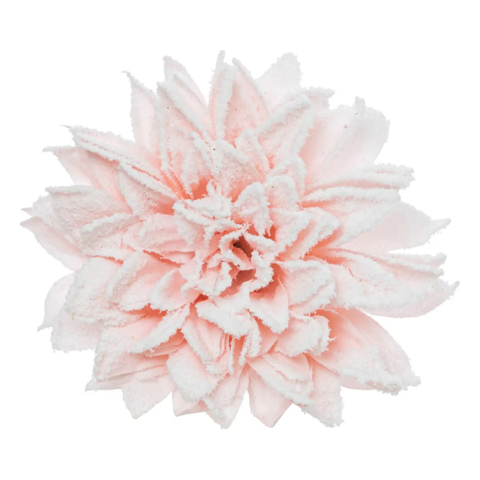 Décoration de sapin dahlia neige rose 12cm