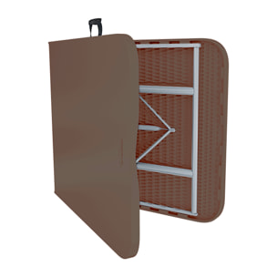 Tavolo Tavolino Pieghevole In Dura Resina Set Birreria Facile Trasporto Con Maniglie Giardino Campeggio Terrazzo Fiere Sagre 180x74x74 cm Marrone
