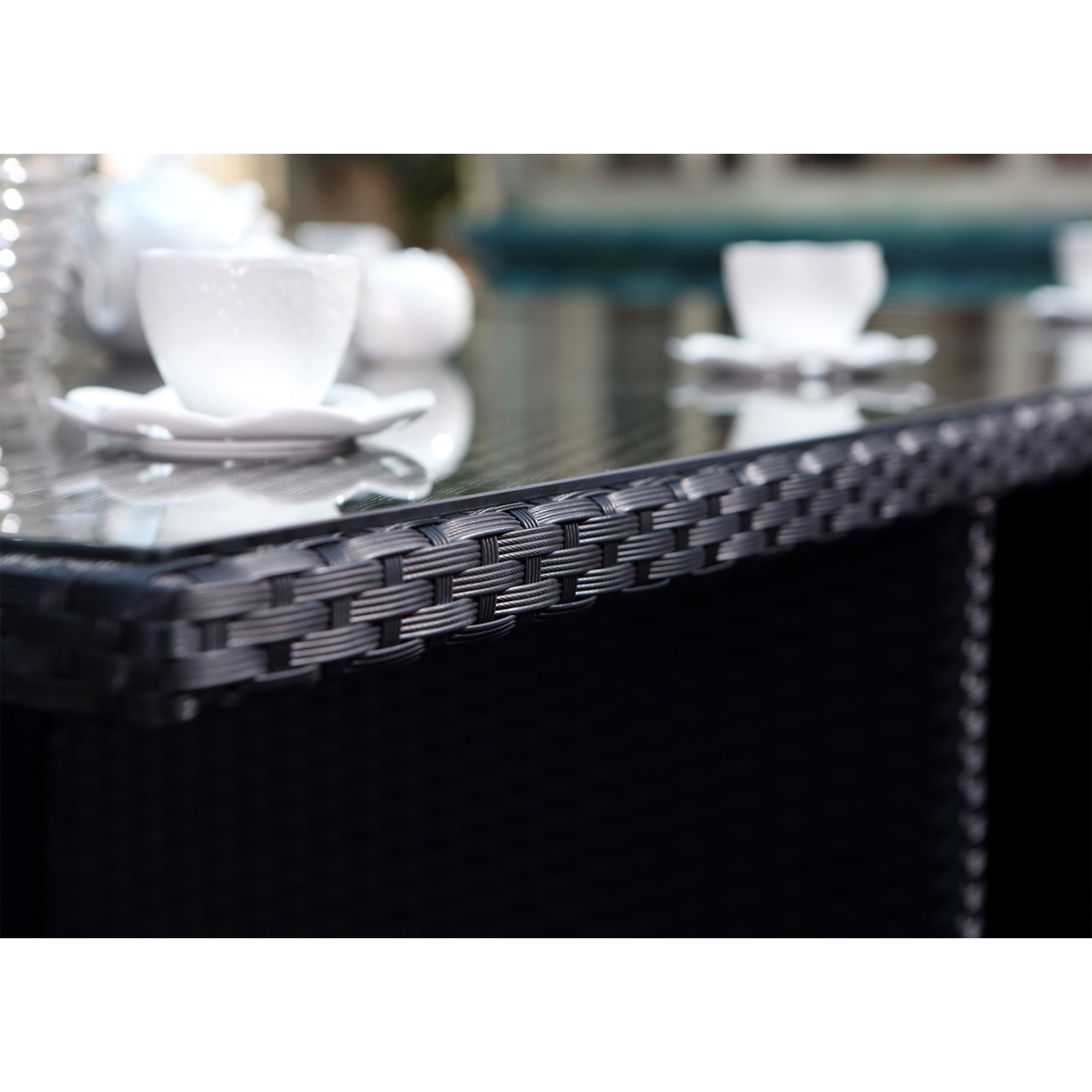 Salon de jardin 10 places noir-blanc + housse de protection REGINA