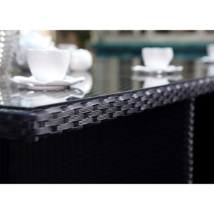 Salon de jardin 10 places noir-blanc + housse de protection REGINA