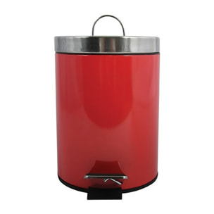 Poubelle à pédale Inox 5L Rouge MSV