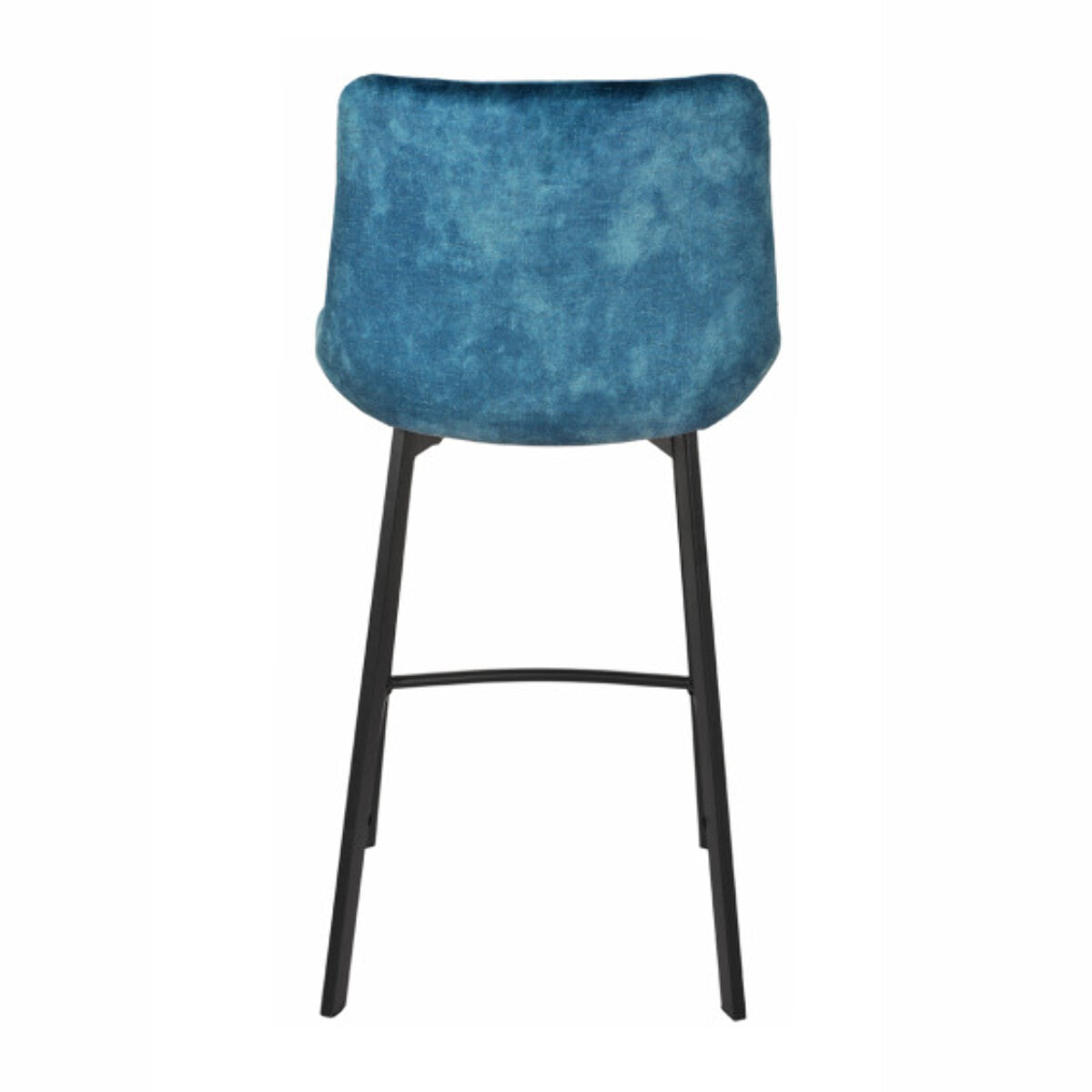 Tabouret de bar rembourré et capitonné en velours bleu canard EMMA 2