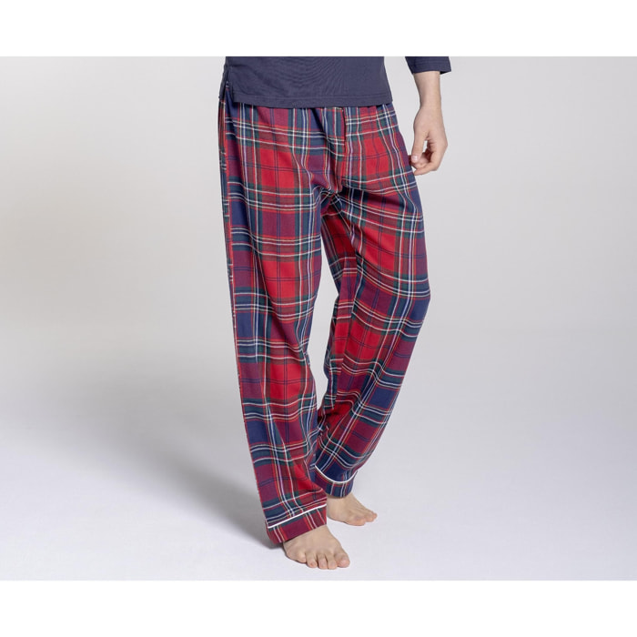 PANTALONE GRINO flanella quadro rosso e blu