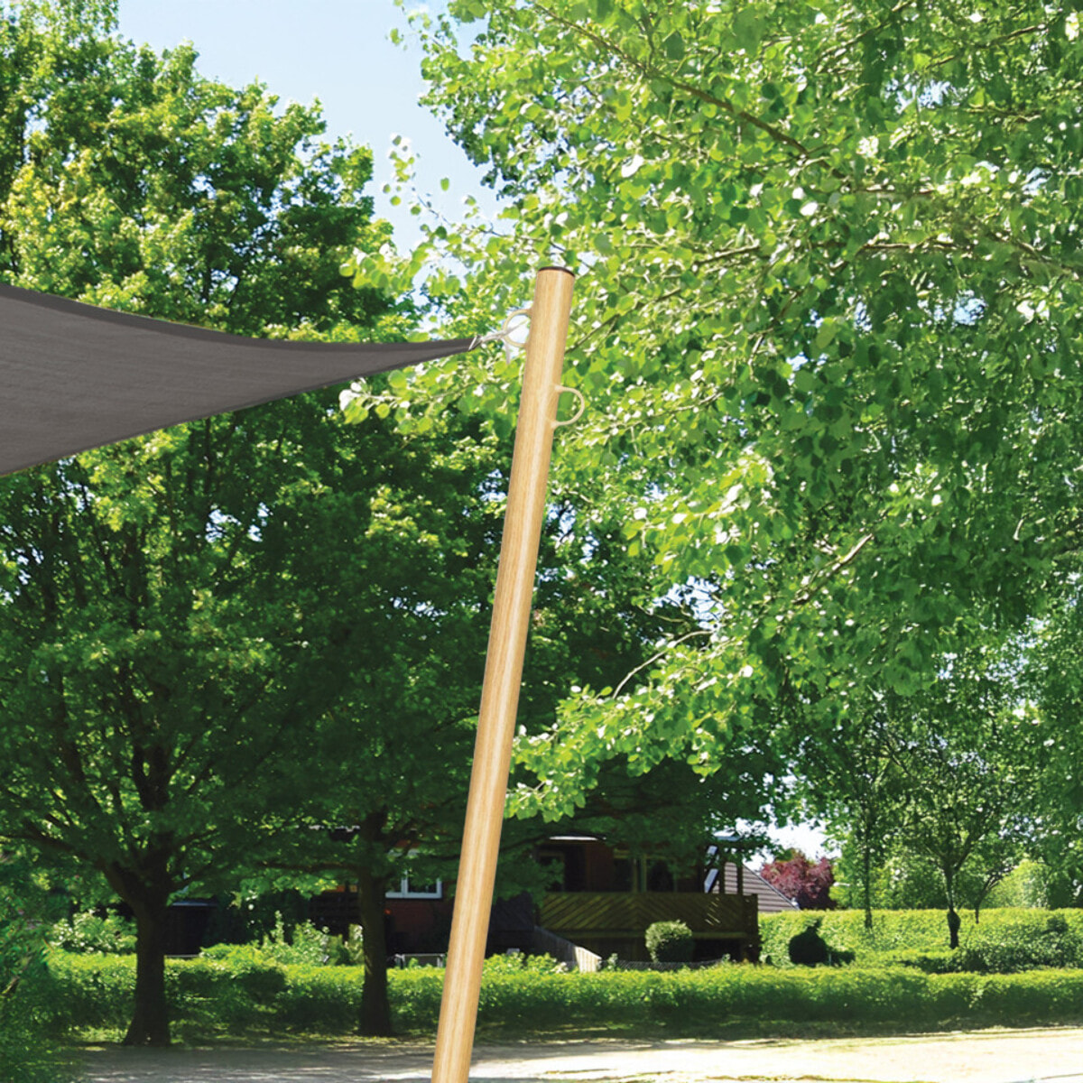 Poteaux ajustables pour voile d'ombrage effet bois - lot de 2