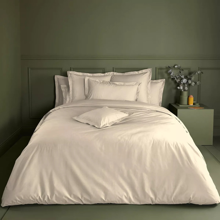 Housse de couette percale de coton uni ivoire Giulia ivoire