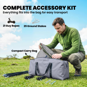 Tente de camping tunnel 4 personnes 2 pièces - étanche 3000mm - 505x390x196cm - vert