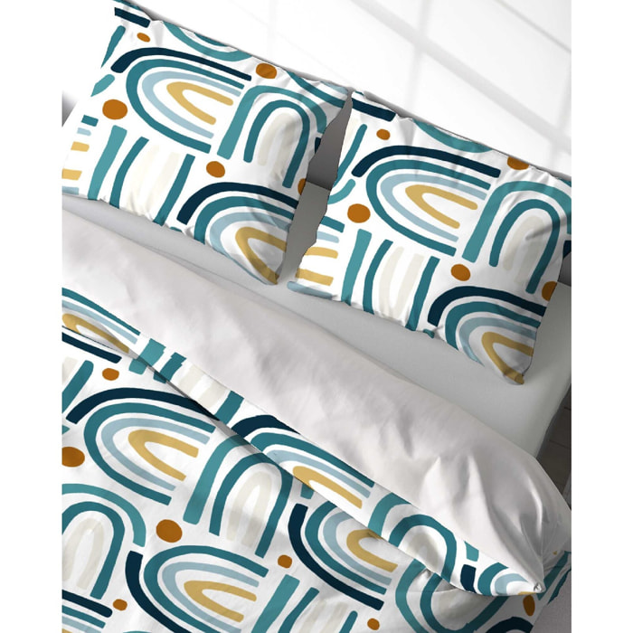 Parure housse de couette polyester bleu