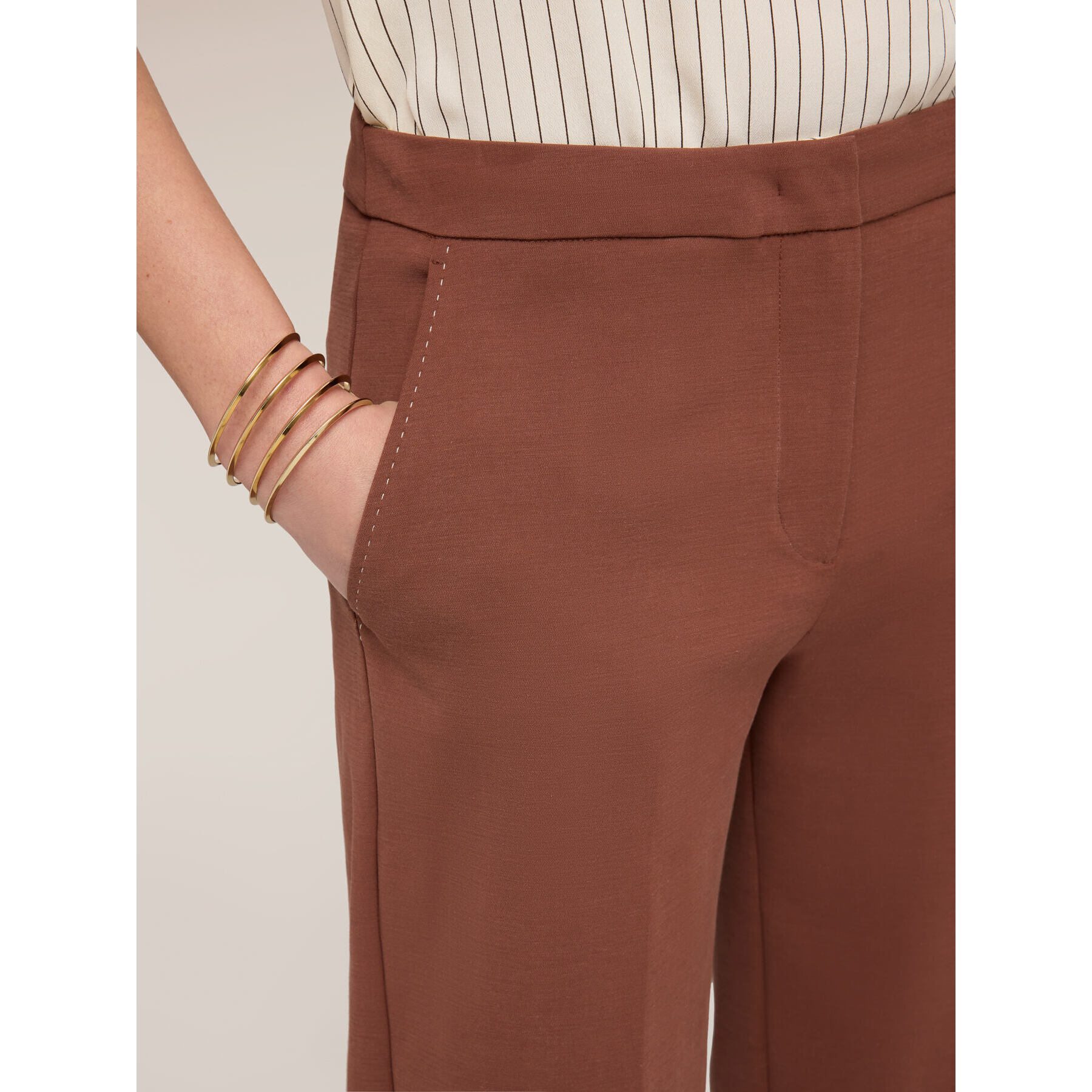 Motivi - Pantaloni cropped The Tailoring Lab - Marrone