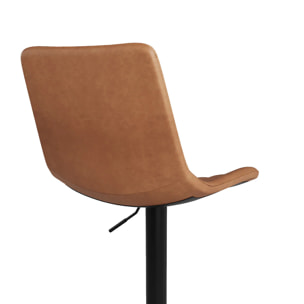 Lot de 2 chaises de bar réglables 62,5/83 cm camel en cuir synthétique - Killi