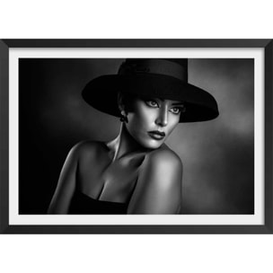 Affiche photo L'élégance en noir et blanc Affiche + cadre en bois - Noir