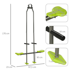 Balançoire agrès face à face enfant 3 à 6 ans - selles larges, guidon, repose-pied - gris vert
