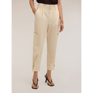 Motivi - Pantalones cargo de popelina de algodón - Beige