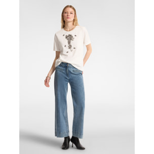 Elena Mirò - T-shirt con ricamo floreale - Bianco