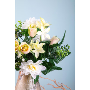 Bouquet c con dalie. Larghezza Cmd - Pezzi 2 - 20X60X20cm - Colore: Bianco - Bianchi Dino - Fiori Artificiali