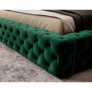Christiana - lit coffre - 160x200 - sommier inclus - en velours - Vert