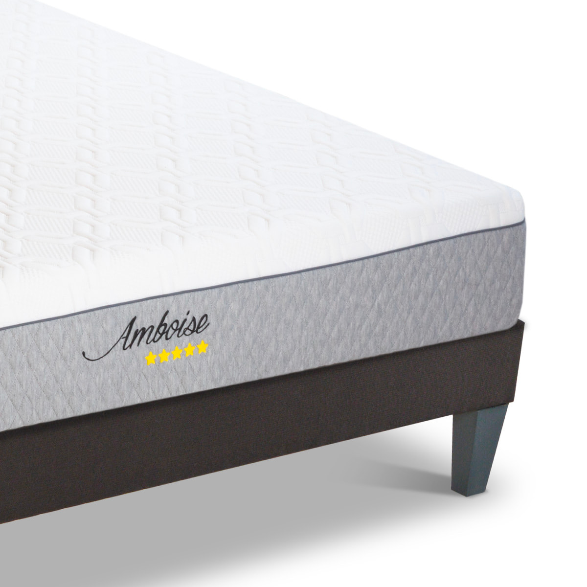 Ensemble Matelas Amboise & Sommier KIT15, 24 cm, Mémoire de Forme Haute Densité, Technologie Tri-Lattes, Soutien Ferme
