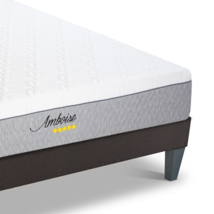 Ensemble Matelas Amboise & Sommier KIT15, 24 cm, Mémoire de Forme Haute Densité, Technologie Tri-Lattes, Soutien Ferme