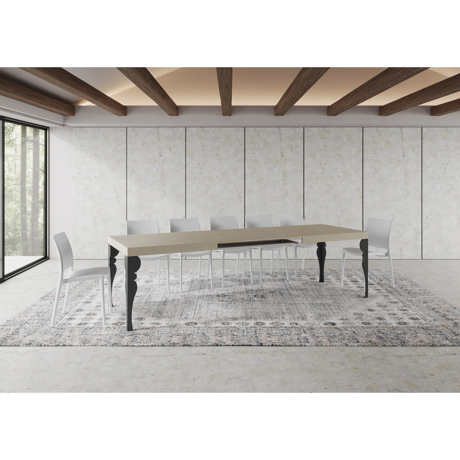 Mesa extensible 90x180/440 cm Paxon cachemira patas antracita