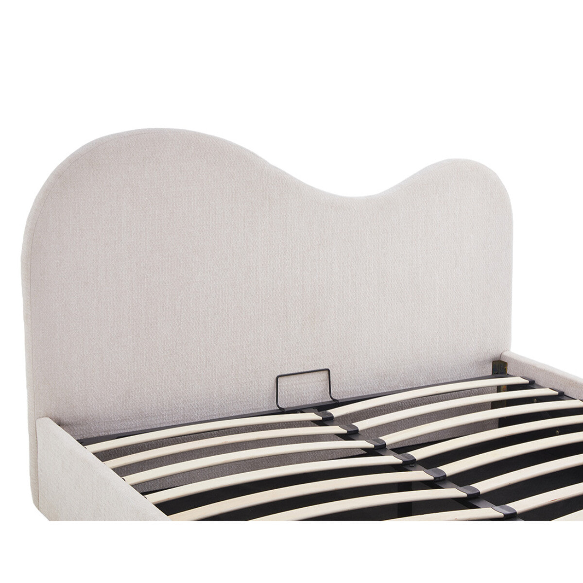 Lucas - lit coffre - 160x200 cm - en velours texturé - Beige