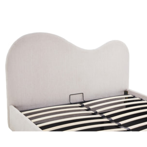 Lucas - lit coffre - 160x200 cm - en velours texturé - Beige