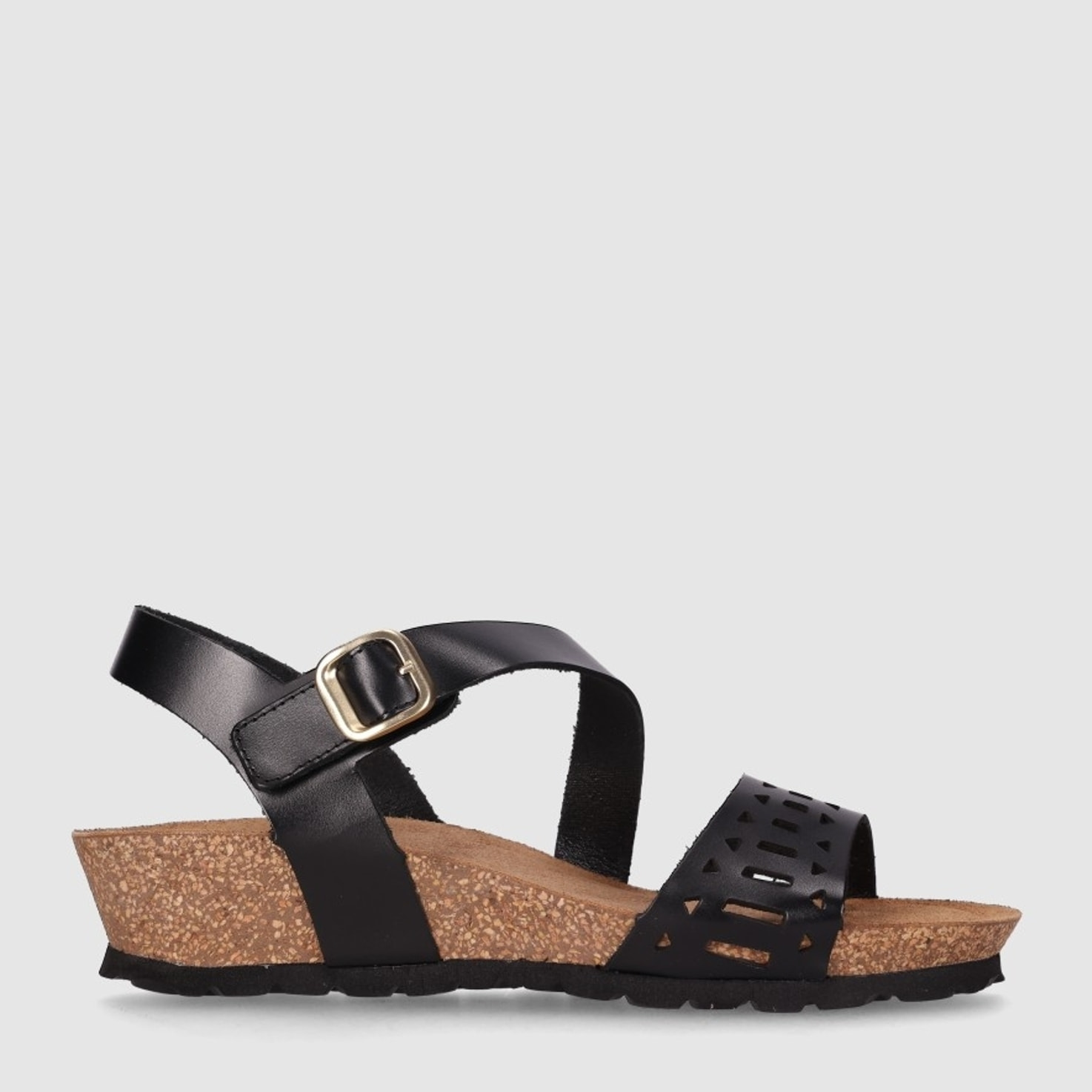 Sandalias de Piel - Negro - Tacón: 3 cm