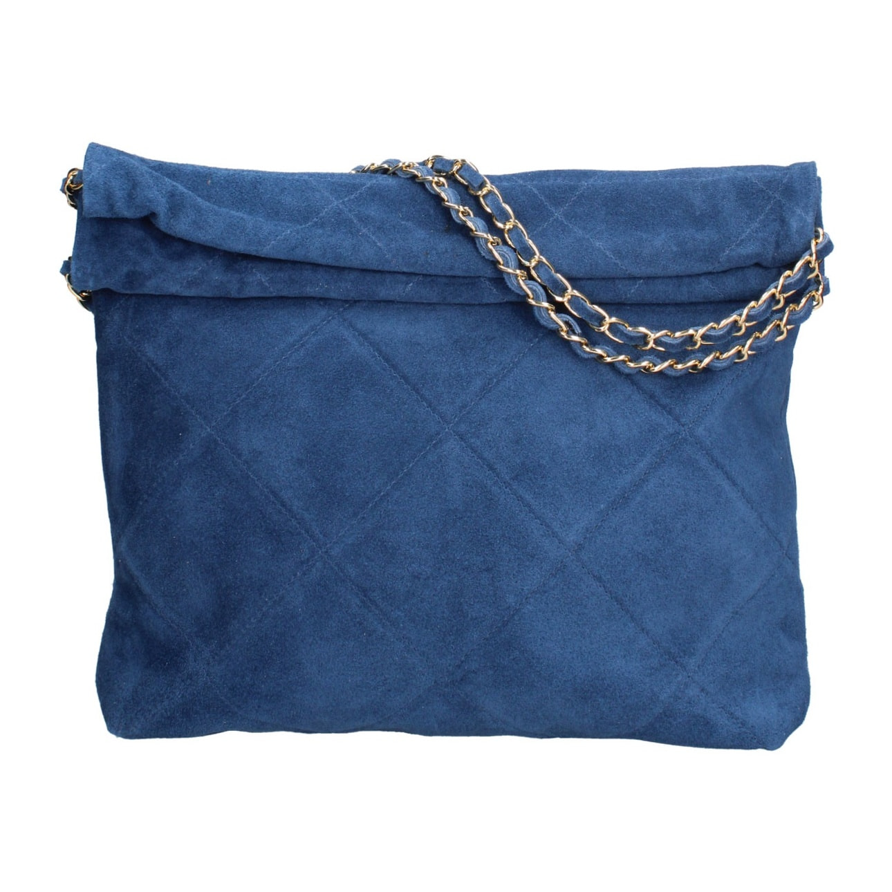 Borsa a spalla da donna Made in Italy - Modello Celeste Elite - Pelle scamosciata - 32.0 x 34.0 x 6.0 cm