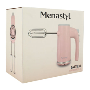 Batteur à main électrique en acier inoxydable rose RETRO