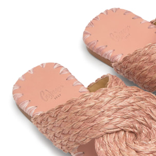 Sandalia plana Padme en rafia trenzada con suela de cuerolite