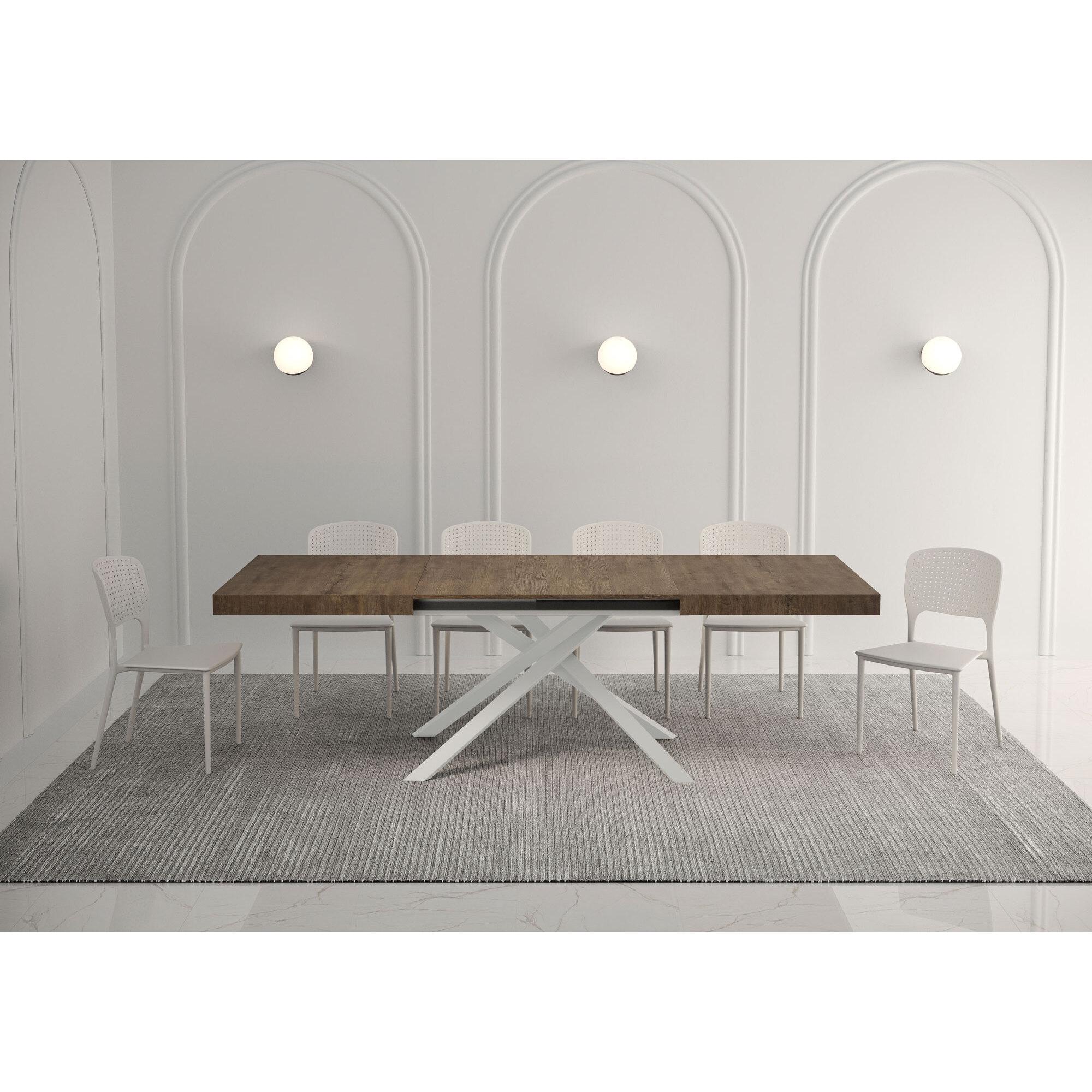 Table extensible 90x160/420 cm Karida noyer pieds blanc