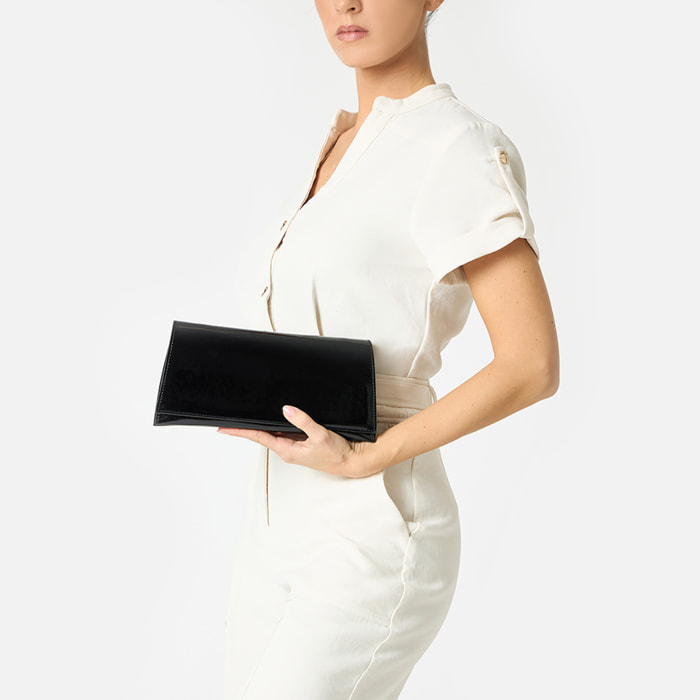 Pochette donna nera in vernice