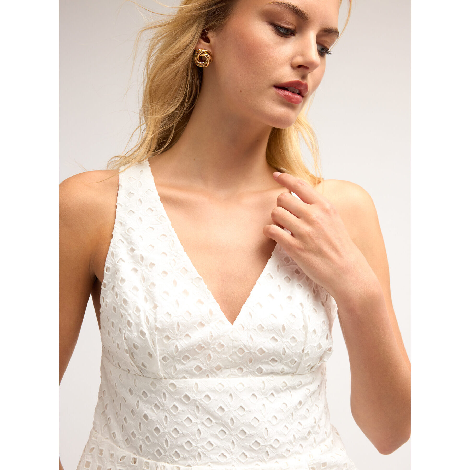 Motivi - Top in sangallo con balze - Bianco