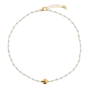 Collana Rosario Girocollo Golden con Quarzo Celeste e Bead Lucida