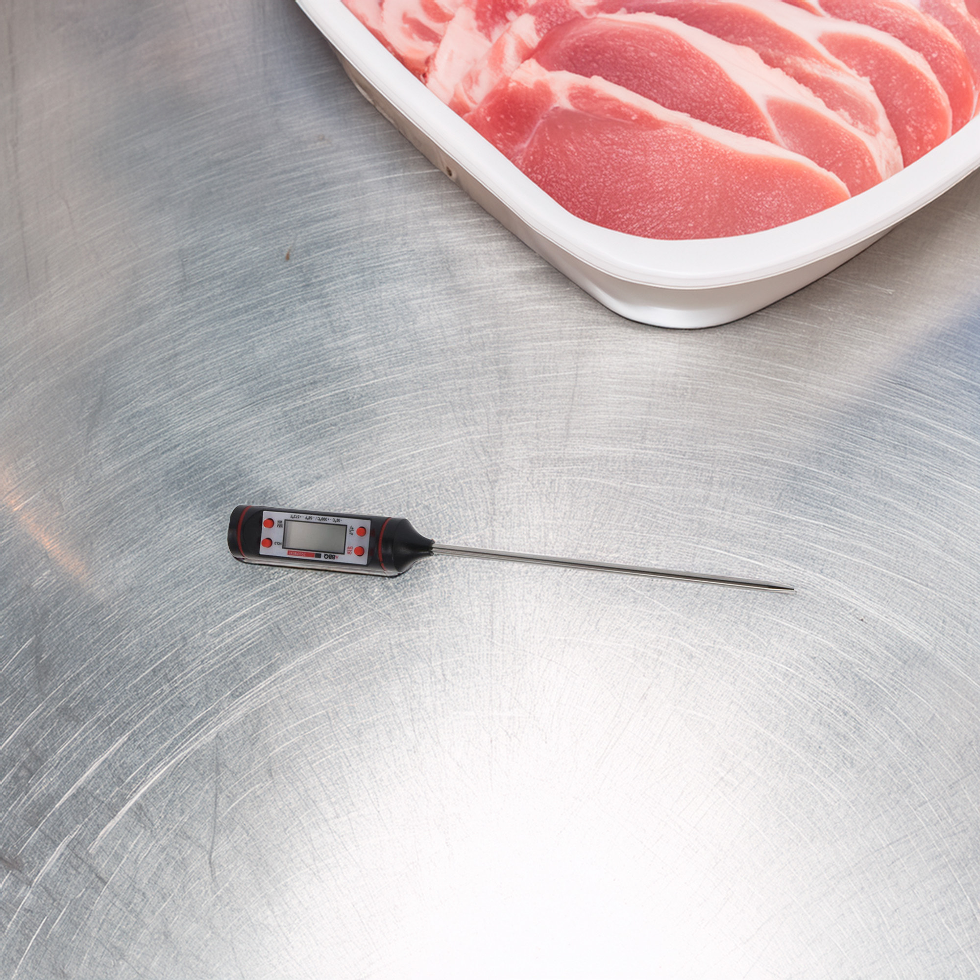 termómetro digital para carne en acero inoxidable 24cm