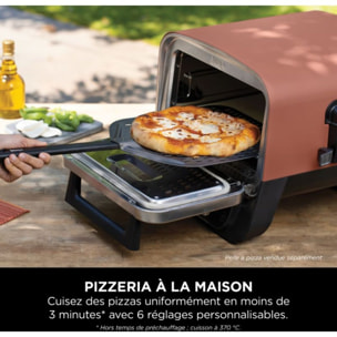 Four à pizza électrique NINJA Woodfire OO101EU orange inox, 1 pizza 30 cm, préchauffage 15 min, jusqu'à 370°C
